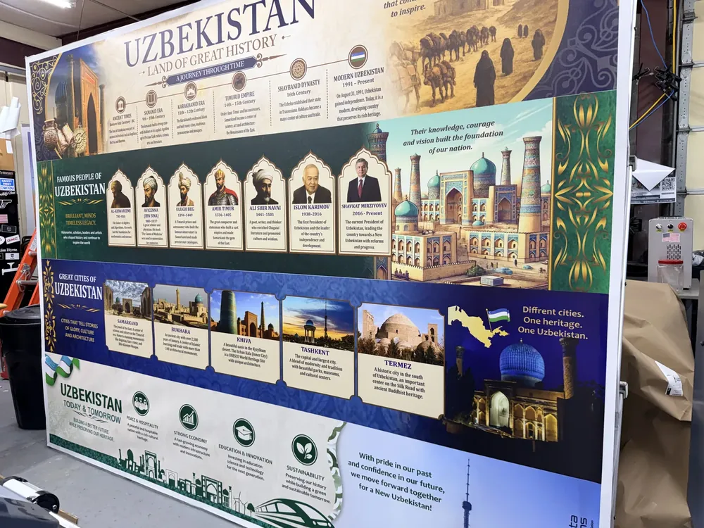 Large printed trade show backdrop assembled in the shop